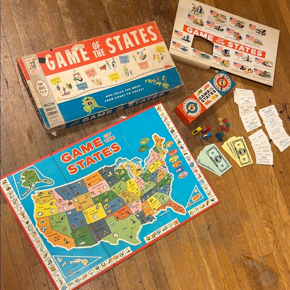 1960s Vintage Milton Bradley Game of the States Board Game